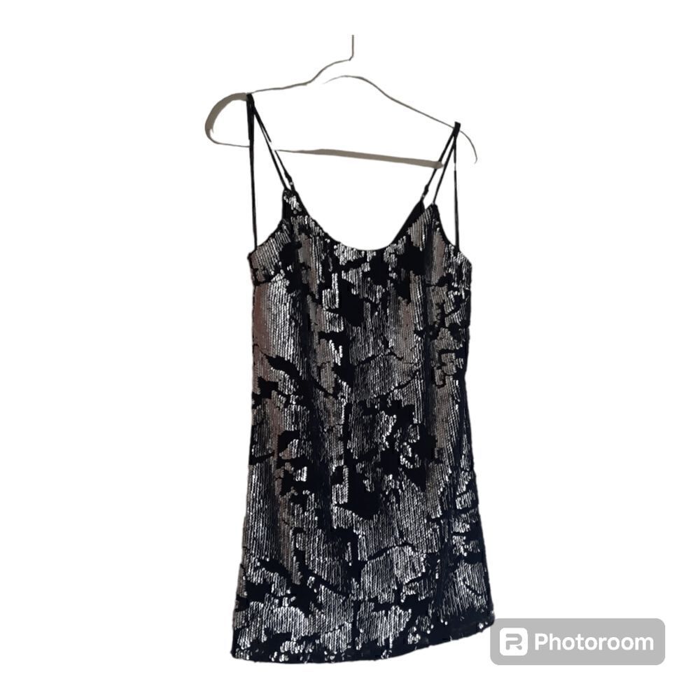 Forever 21 Black/Silver Sequin Spaghetti Strap Dress